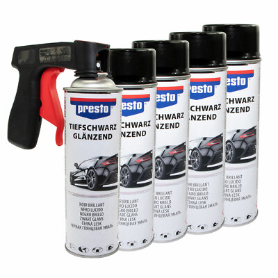 Felgenspray  5 X 500 ml Karosserie Lack Spray schwarz glanz mit Pistolengriff