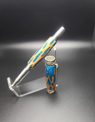 Majestic Jr. Rollerball pen with blue cholla cactus pen blank...