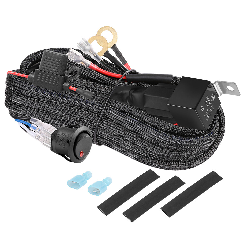 Wiring Harness Kit 40A 12V Switch Power On/Off Relay Fuse For LED Fog Light Bar