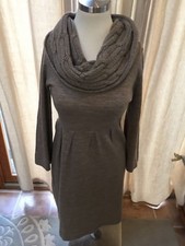 The Limited Heather Brown Cable Cowl Neck Sweater Dress Small Excellent