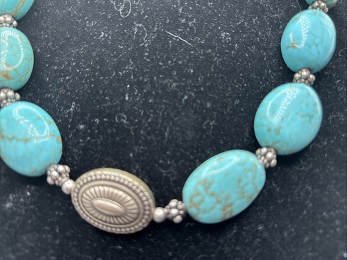 Collar Navajo Plata de Ley AZUL TURQUESA 19" De Colección - Imagen 3 de 19