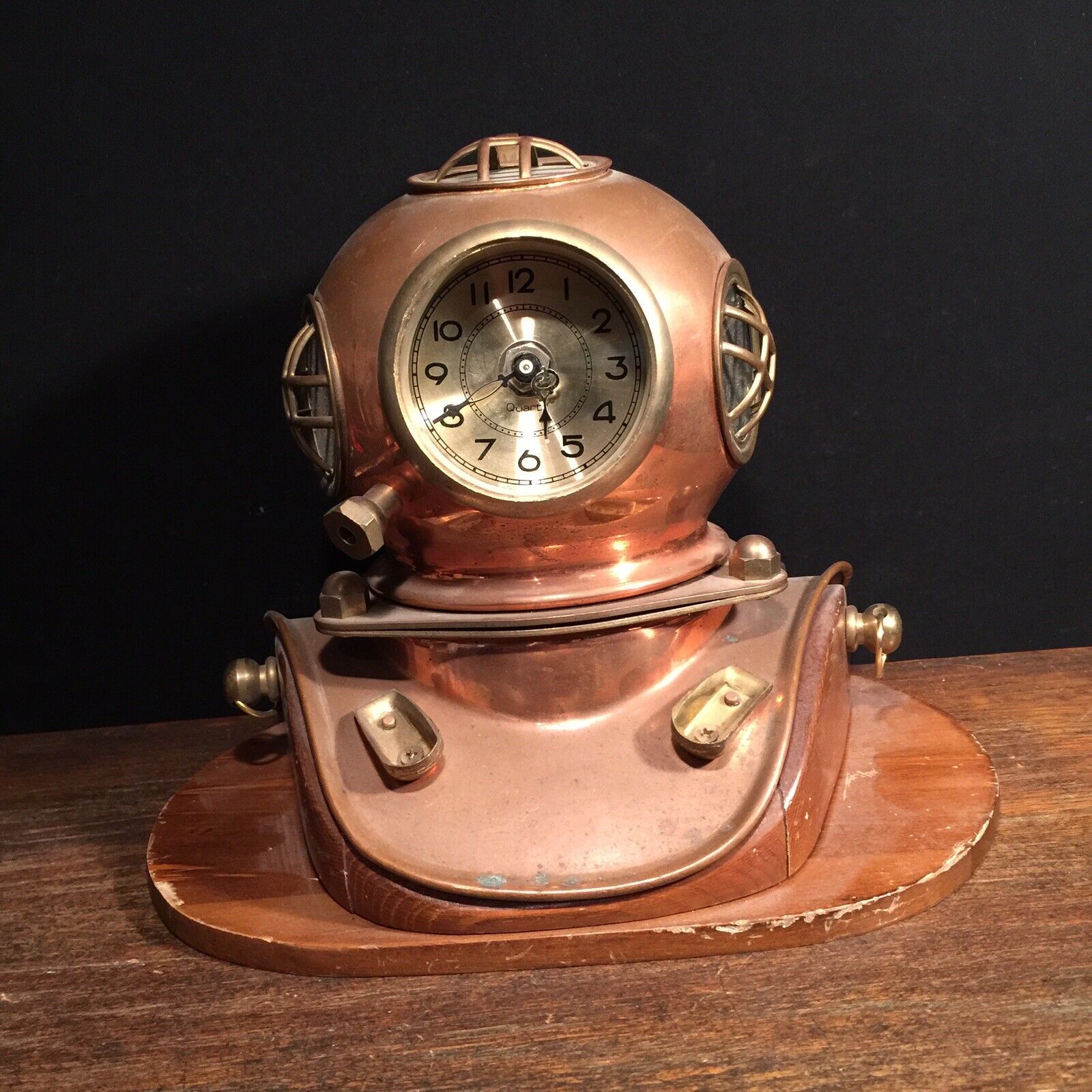 Vintage Clock Diving Helmet Brass Copper Scuba Dive Decor Nautical PRIORITY MAIL