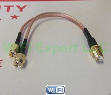6  SMA Female to 2X SMA male RF coaxial cable Y type splitter pigtail RG316 USA