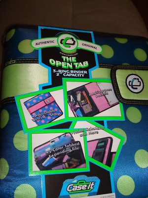 CASE-IT THE OPEN TAB 3- RING BINDER 2'' CAPACITY GREEN DOTS