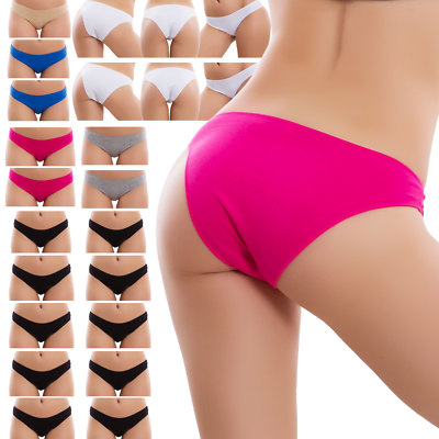Vorrat 24 Stück Damen Slip Basic Elastisch Baumwolle Neu Sexy 170-24