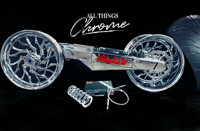 GSXR 300 FAT TIRE KIT CHROME HELLIAN WHEELS 3D LOGO 01-05 SUZUKI