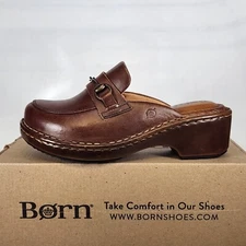 Size 7 - Born Tally Clog - Wood Brown Leather
