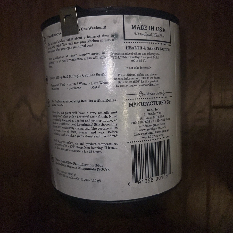 Cuarto de galón de infusión de titanio pintura para gabinete Nuvo ultra blanco Foto 4 de 4