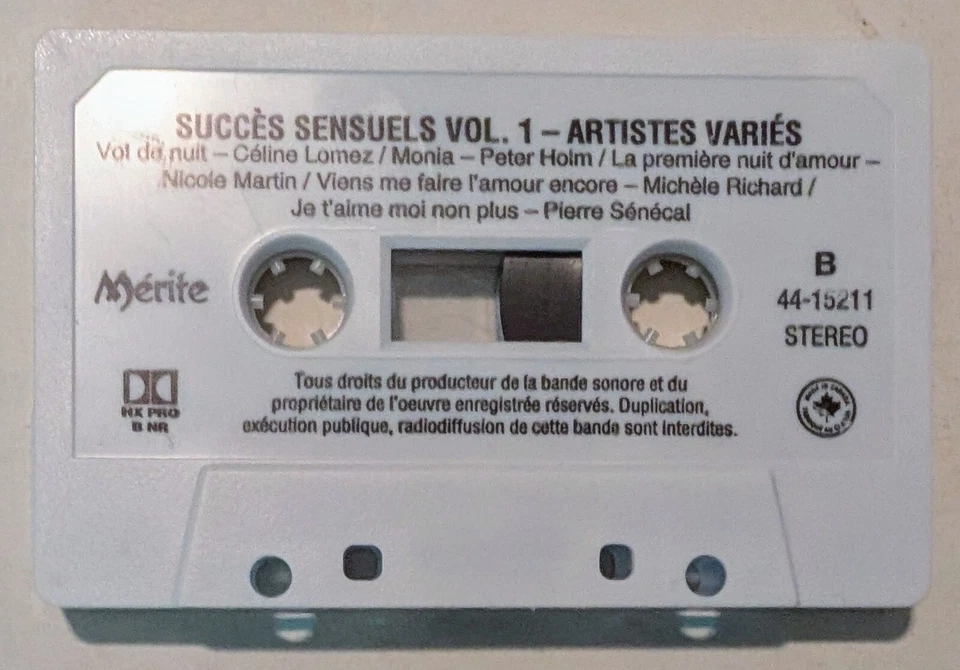 Various - Succès Sensuels Vol. 1 - Canada - Cassette VG+/F (Tested) - Image 4 of 4