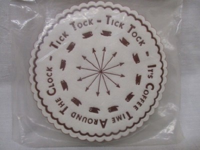 18 RIXIE PAPER PRODUCTS  Tick Tock  CUPKIN QUALITY COASTERS ~ 1950 s minty NIP