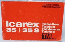 Zeiss Ikon Icarex 35  35S lens tables manual