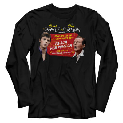 David Bowie Happy Holidays Bing Crosby Mens Official New Adult Long Sleeve Tee
