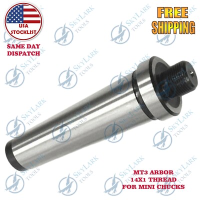 MT3 Shank Arbors M14x1 Mounting Thread Quality Milling Arbor for Mini Chucks USA