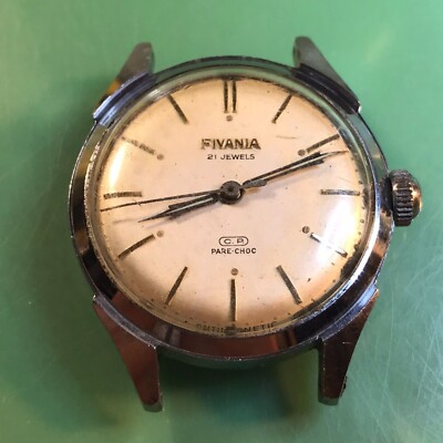 1960's Fivania 21 Jewels C.P. Pare-Choc Wrist Watch Parts or