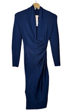 NWT House of CB Francesca Draped Bandage Midi Dress Long Sleeve Plunge Bodycon S