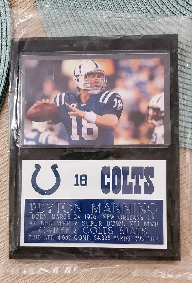 Placa Estadísticas Peyton Manning 6x8 Indianapolis Colts ENVÍO GRATUITO MIEMBRO DEL SALÓN DE LA FAMA Foto 3 de 4