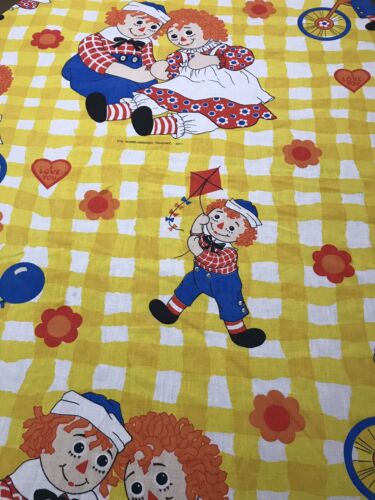 Wamsutta Raggedy Ann And Andy Fashion Bedspread Twin Size Vintage Yellow Red - Picture 1 of 12