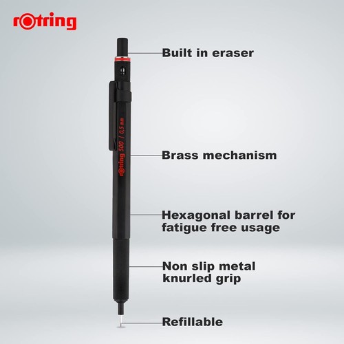 Rotring 500 0.5Mm Mechanical Pencil, Black (502505N) (1904725) - Picture 2 of 11