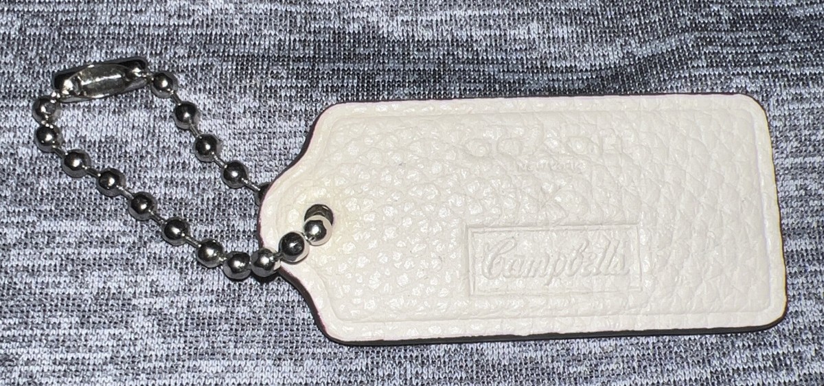 RARE 2” COACH White Campbell's Soup BAG CHARM KEYCHAIN HANG TAG