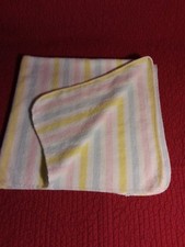 27" baby receiving security blanket PASTEL STRIPED cotton Acrylic No binding