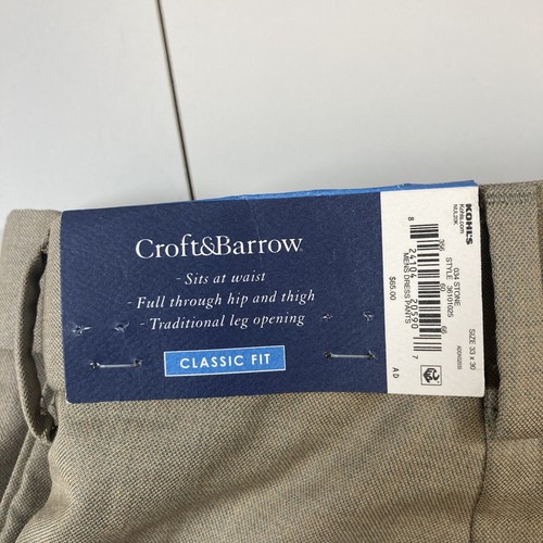 NEW Croft & Barrow Comfort Dress Pants 33x30 Classic Fit Pleated Straight Cuff - Picture 5 of 9