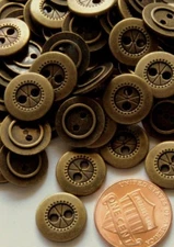 12 New Small Antiqued Brass Tone Metal Sew Through Buttons 1/2" 13MM Lot # 2424