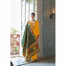 Yellow Salwar Kameez Indian Handmade Diwali Wedding Wear Kurti Palazzo Dupatta
