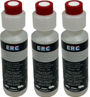3X ERC Bleiersatz Ventilschutz 250ml Dosierflasche Benzin Additiv Oldtimer