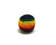 Rainbow Multicolored Crochet Striped Geometric Pattern Hacky Ball Foot Bag Kick