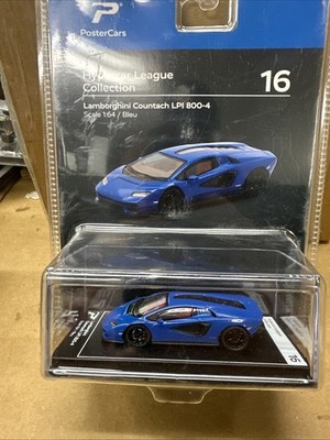 POSTER CARS 1:64 HYPERCAR LEAGUE COLLECTION BLEU LAMBORGHINI COUNTACH LPI 800-4