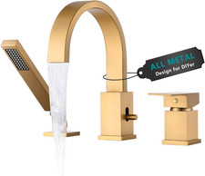 Brass Roman Tub Faucet with Sprayer, Deck Mount Bathtub Faucet with Hand Shower,