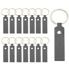 20 Pcs PU Leather Laser Engraving Keychain Blanks Dark Gray, 3.7" x 0.7" 