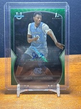 2022-23 Bowman University Chrome Jalen Washington Green Refractor Auto /99 UNC
