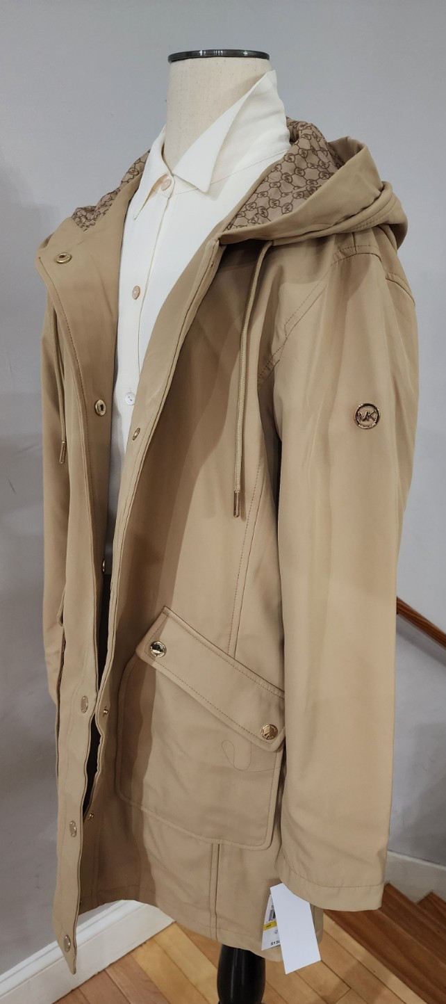 Michael Kors Women's M & L Hooded Long Parka Coat Khaki MK L