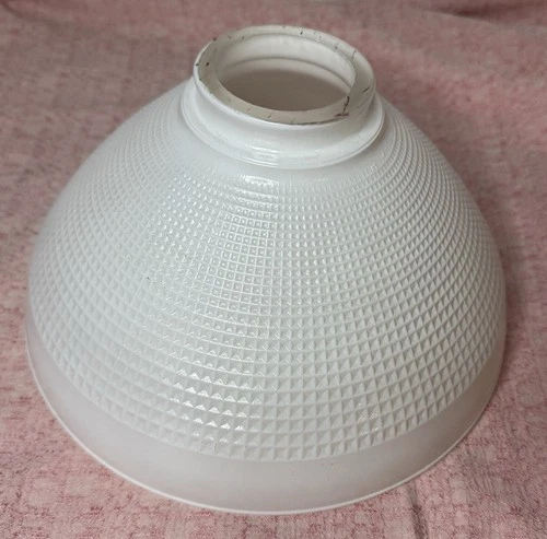 Antique VTG  White Milk Glass Cased Shade Torchiere Floor Lamp Waffle 2 3/4” Fit