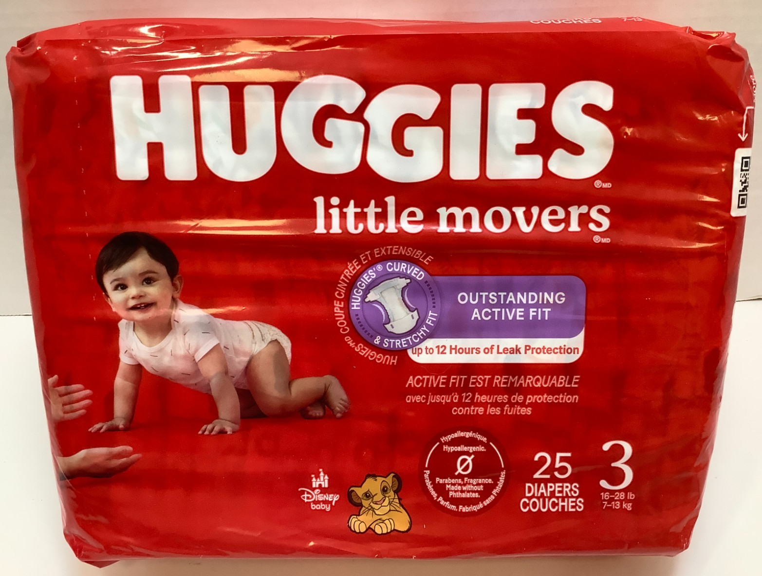 Huggies Little Movers Baby Diapers, Size 3 (16-28lbs), 25 Count