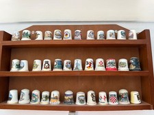 Collection of 36 Thimbles with Display Rack