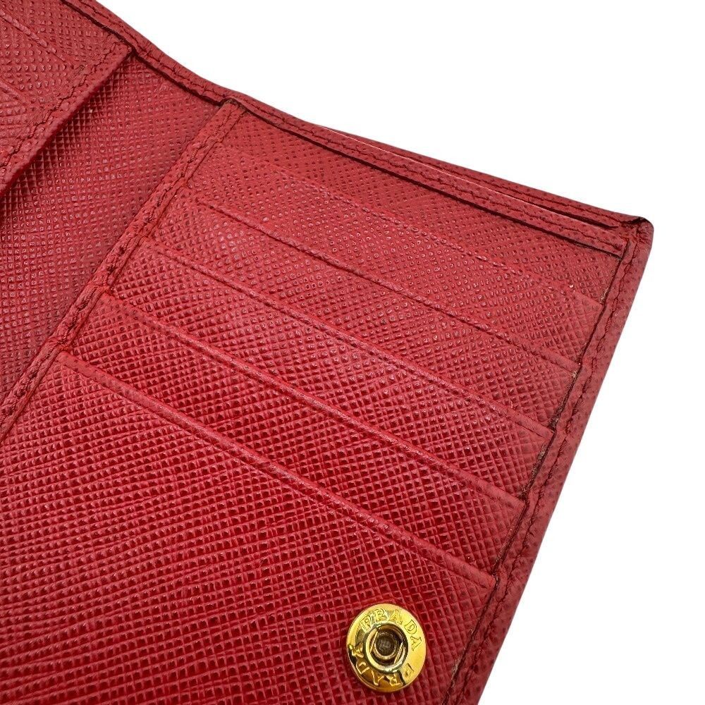 PRADA 1MC122 Saffiano Leather Bifold Card Case Wallet Red 13.5x7.5cm Rank AB Aut thumbnail 18