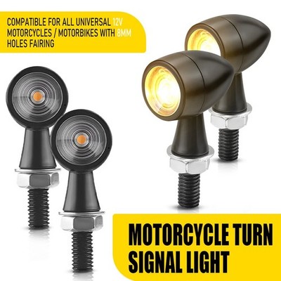 4pc LED Motorcycle Bullet Mini Turn Light Signal Blinker For Bobber Cafe Racer J