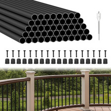 50 Pack 32" Aluminum Deck Balusters with Connectors/Screws, 3/4" OD Hollow round