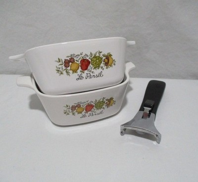 Vintage Corning Ware Spice Of Life P-43-B 2 3/4 cup petite pan dishes handle SET