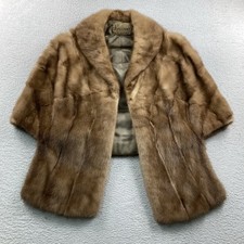 Vintage Mink Fur Stole Shawl Wrap Cape Coat Women Medium Autumn Haze Brown 60s