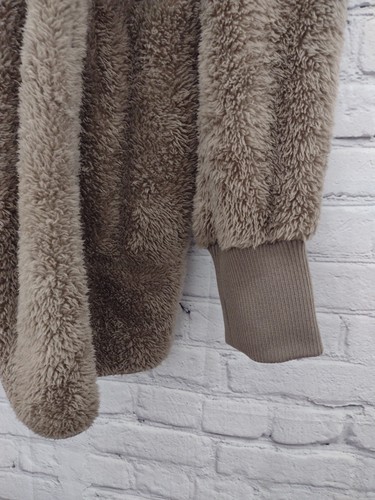 HEM & THREAD PLUSH FUZZY HOODED JACKET W/ POCKETS, ASH, One Size - Afbeelding 4 van 10
