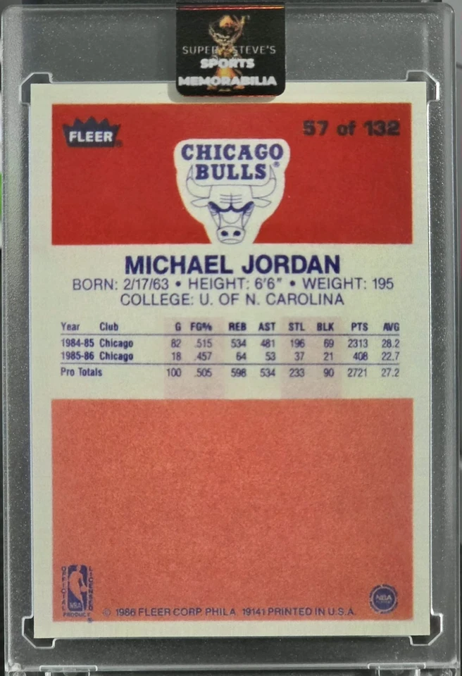 🔥 Michael Jordan (RC) REIMPRESIÓN - Fleer Premiere 1986 reimpresiones ¡COMO NUEVO! WOW! Foto 2 de 2