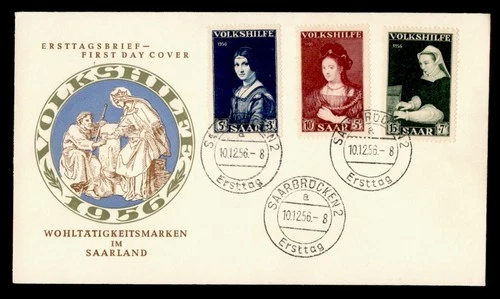 DR WHO 1956 GERMANY SAAR FDC PORTRAIT SEMI POST COMBO M78939