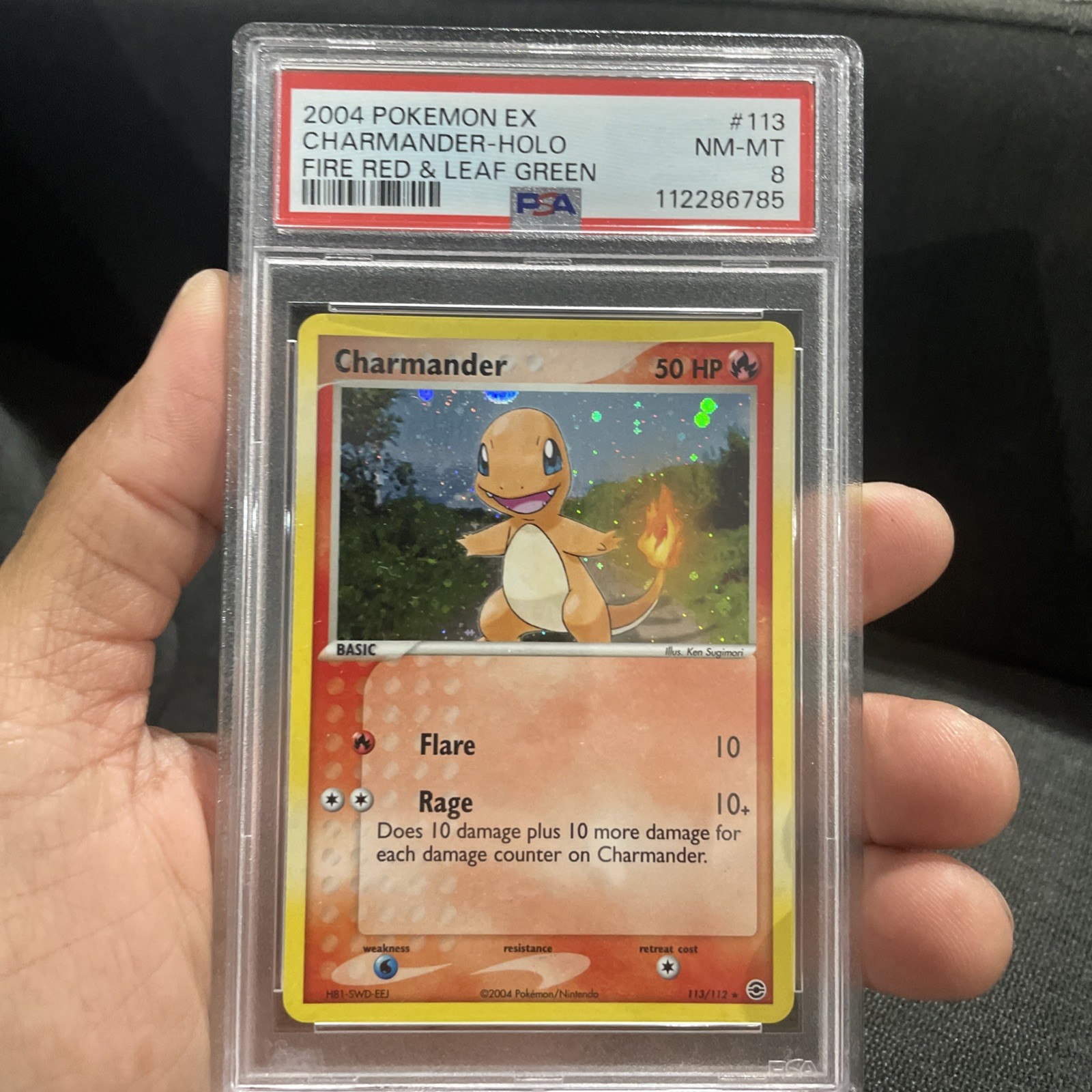 2004 POKEMON EX FIRE RED & LEAF GREEN #113 CHARMANDER-HOLO PSA 8