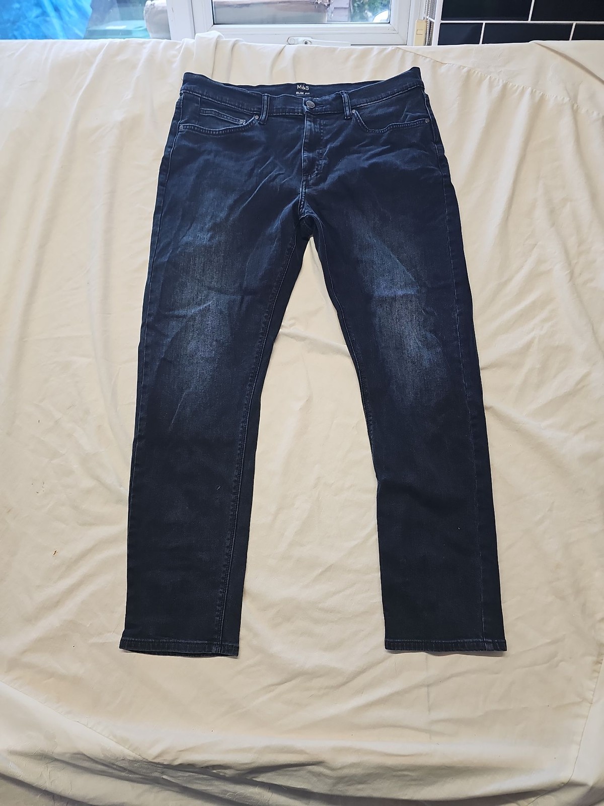M&S Men's Slim Fit Indigo Wash Jeans - 34/29 Short 3 1238