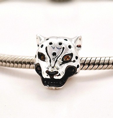   Snow Leopard Bead Charm S925 Genuine Sterling Silver   