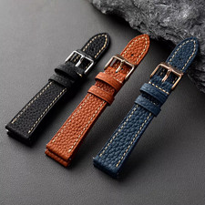 Lychee Pattern Genuine Leather Watch Band Strap Quick Release 18 19 20 21 22mm