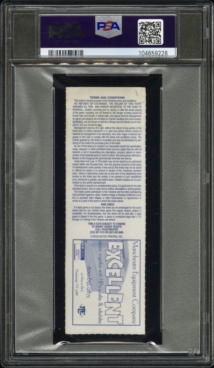 1996 DWIGHT GOODEN SIGNED NO-HITTER TICKET 5/14/96 YANKEES